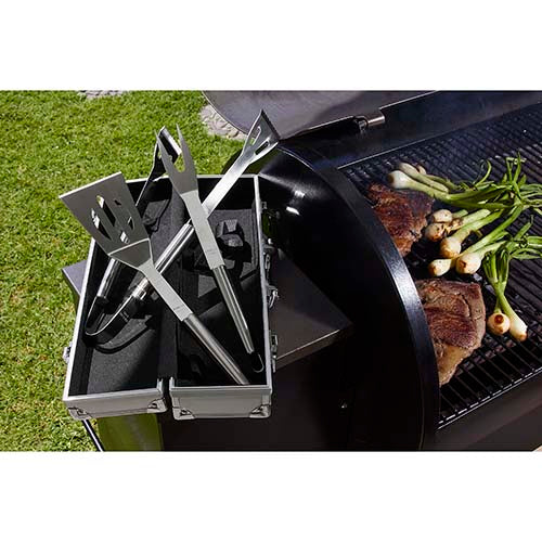 Set de 3 utensilios de cocina + plancha grill/asador aluminio