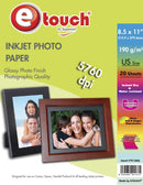 PAPEL FOTO GLOSSY CARTA, 20 HOJAS 190GRS. ETOUCH